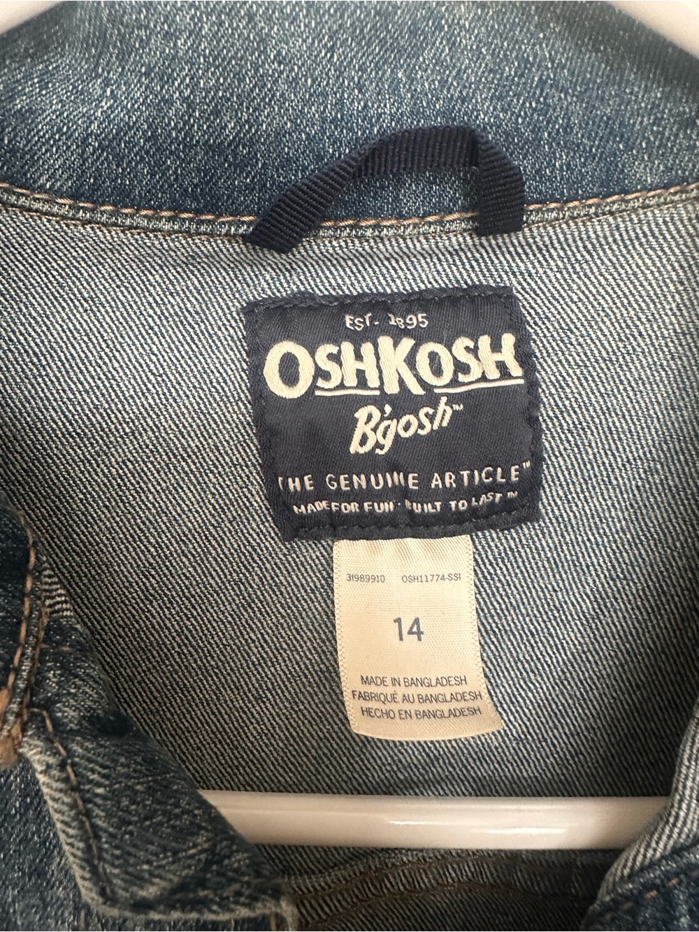OshKosh B'gosh Kids Blue Denim Jacket Size 14 - Picture 3 of 4
